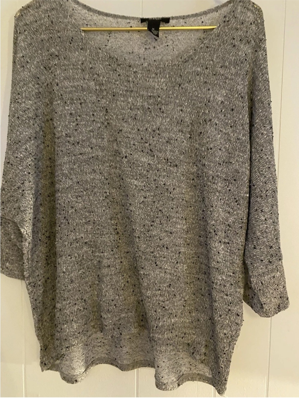 Alfani Gray Speckled V-Neck Knit Sweater